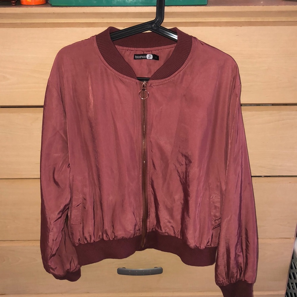 Rose gold bomber jacket